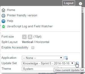 Navigating to an Update Set